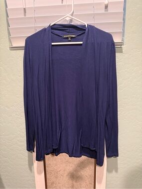 Women's Navy Open-Front Lightweight Cardigan